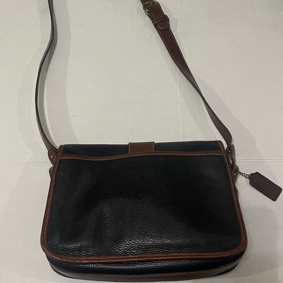 Coach Vintage Sheridan pebbled leather  crossbody bag black tan trim mad… - Picture 12 of 12